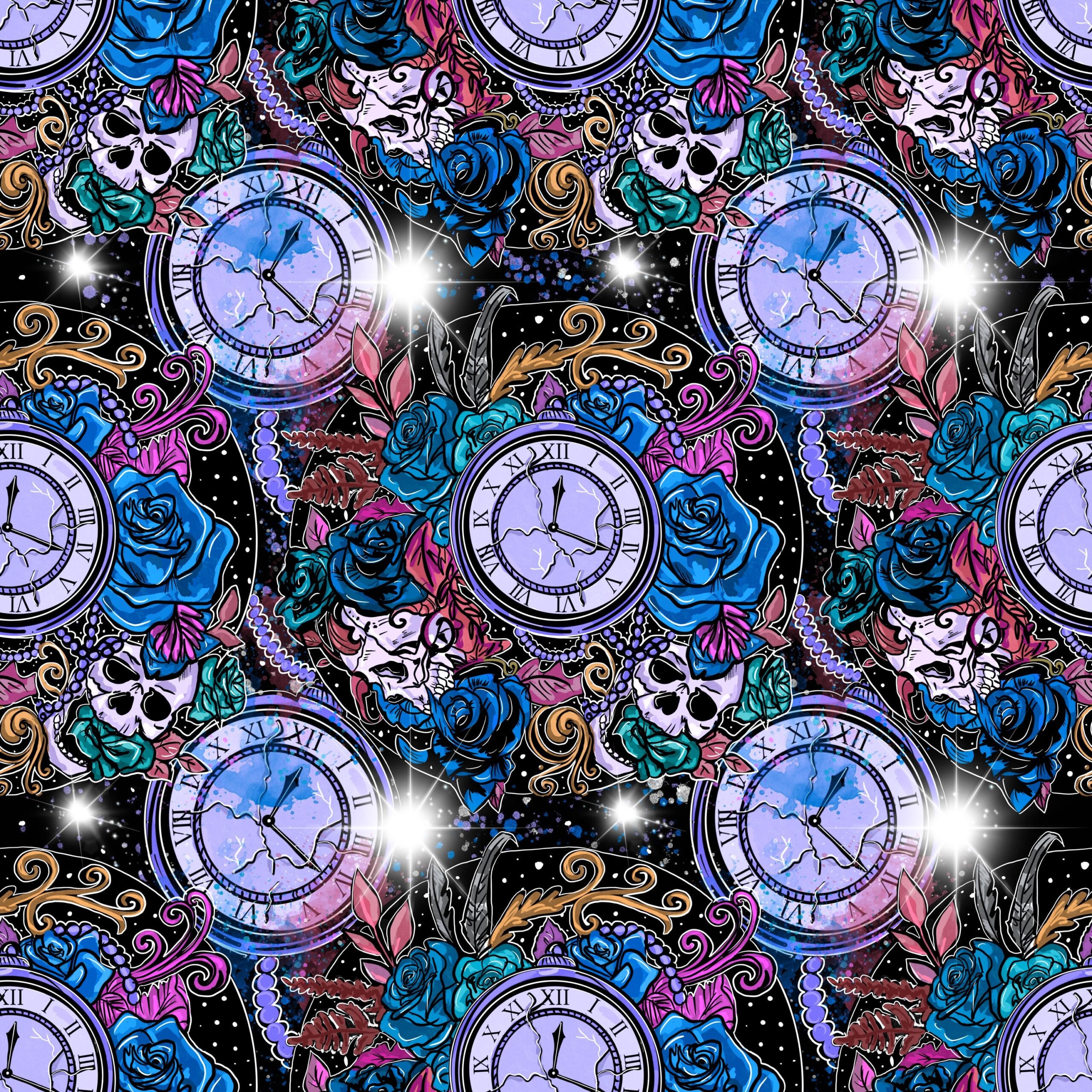 Gothic skulls, clock and rose romper - Image 6