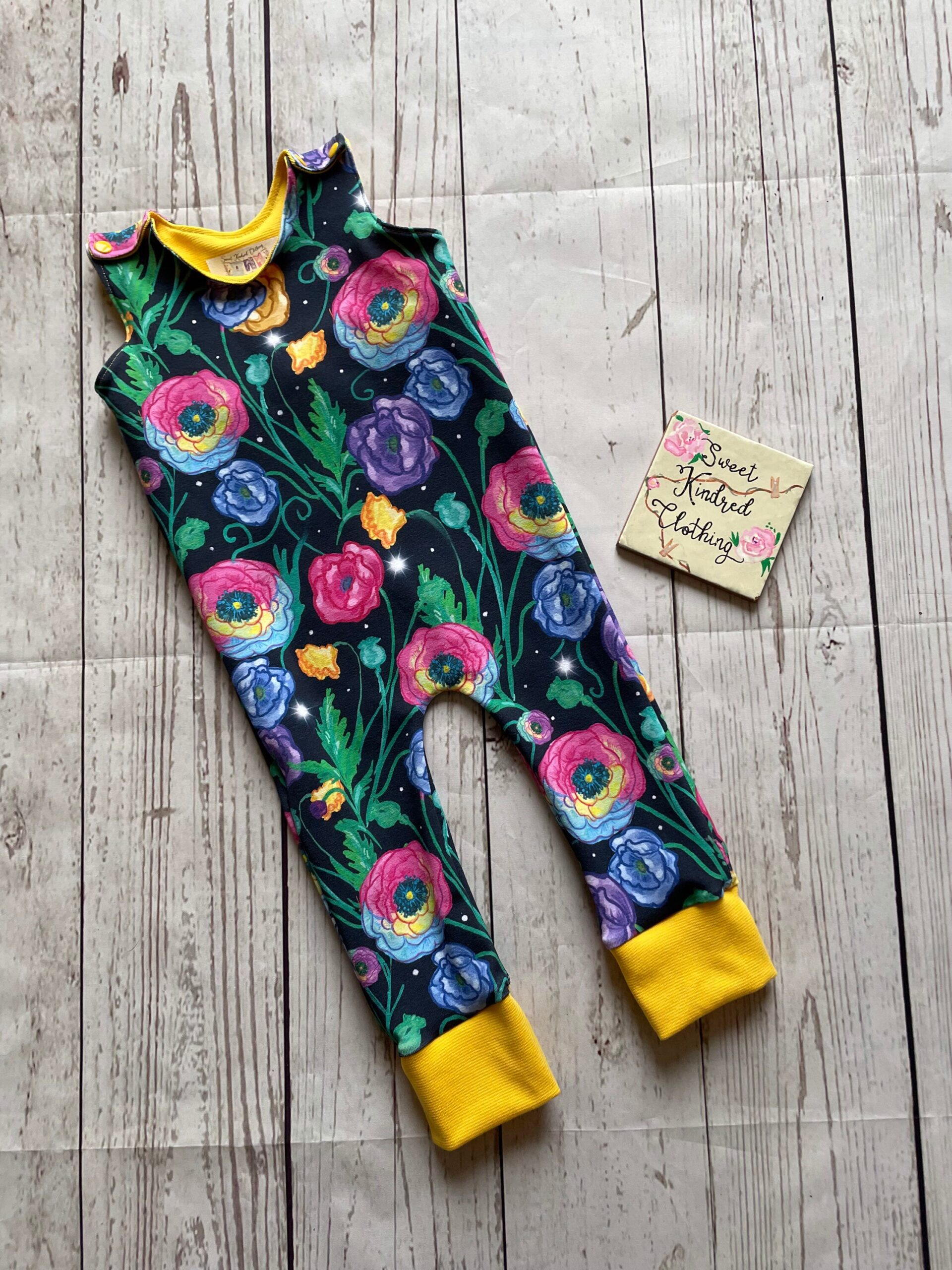 Poppy romper, colourful poppy romper, Girls colourful outfit