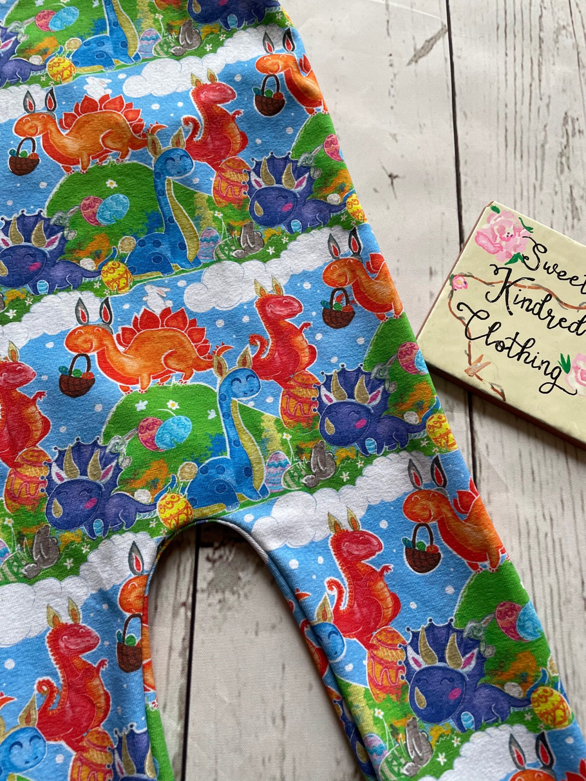 Easter dinosaur romper, babies Easter romper, colourful romper - Image 2