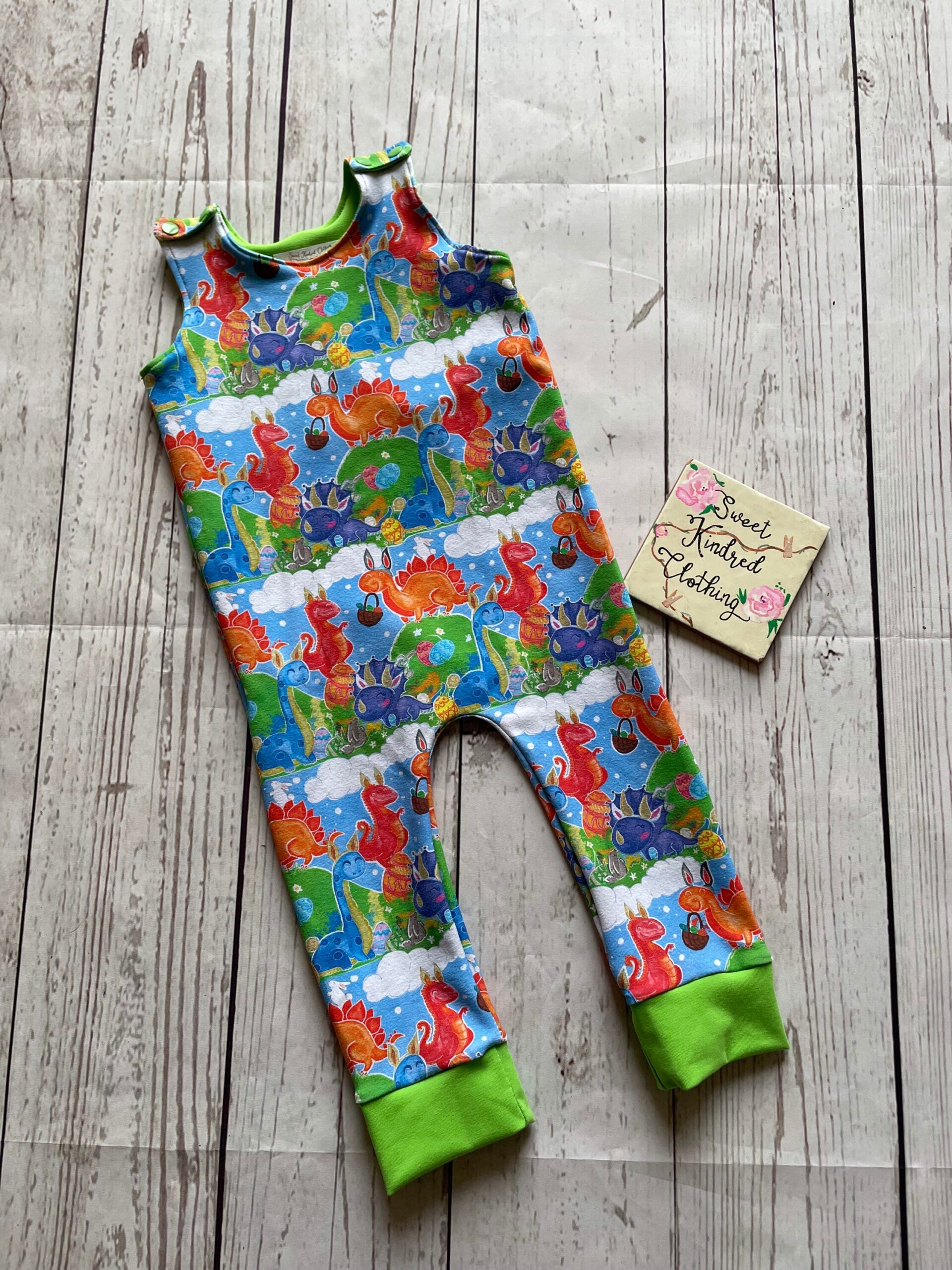 Easter dinosaur romper, babies Easter romper, colourful romper