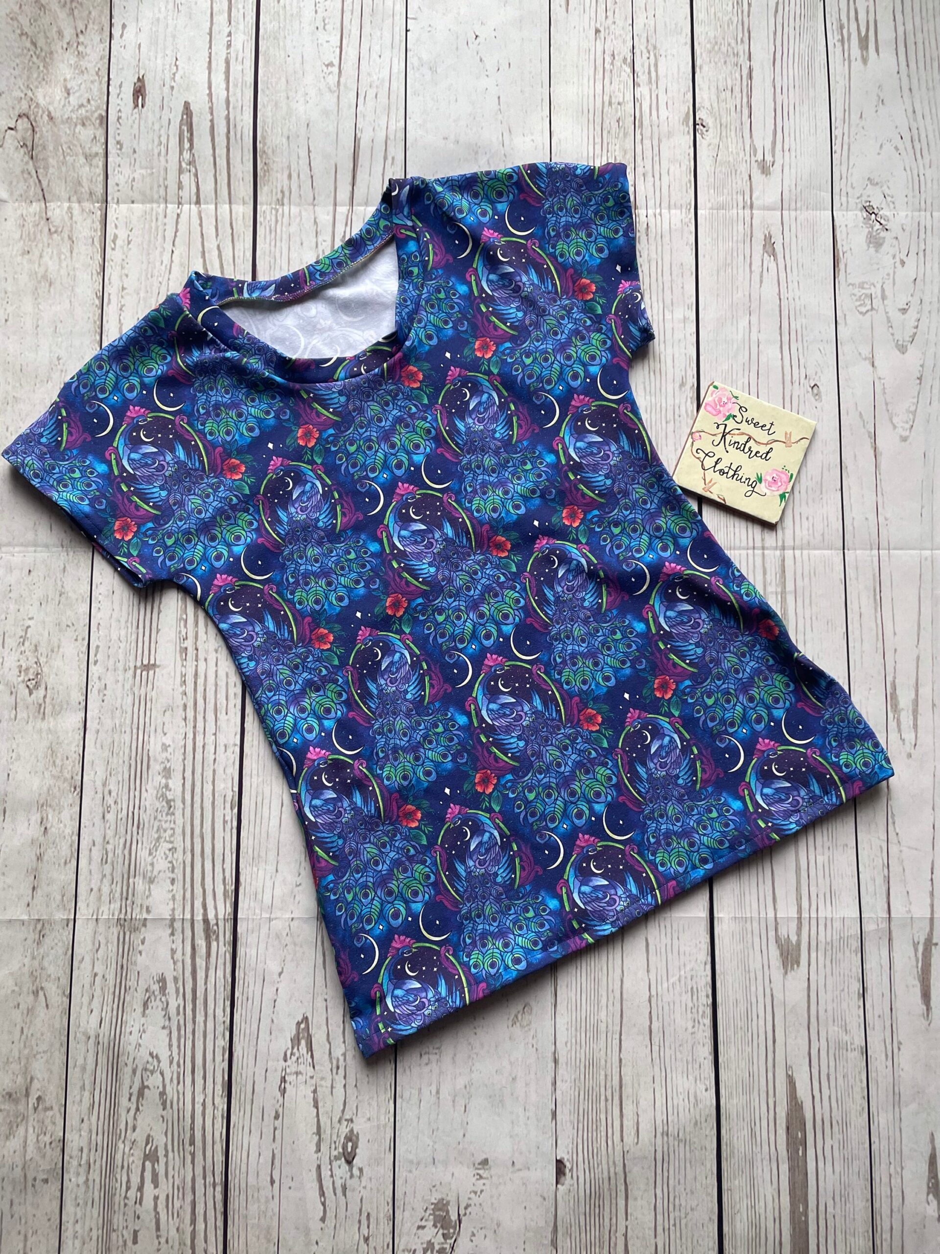 Peacocks ladies T-shirt, peacock print clothing, - Image 5