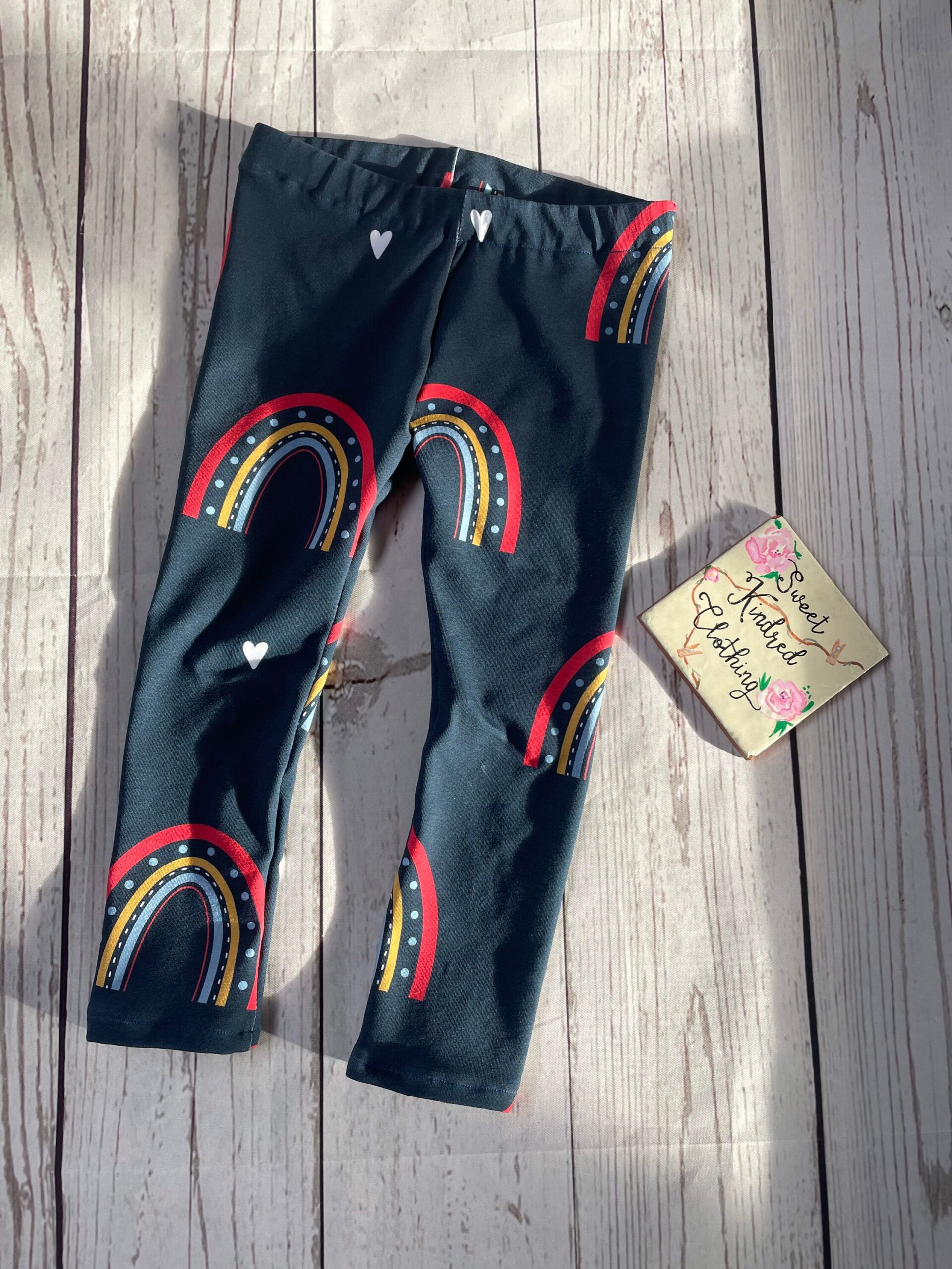 Navy rainbow leggings, unisex rainbow leggings, kids rainbow leggings - Image 3