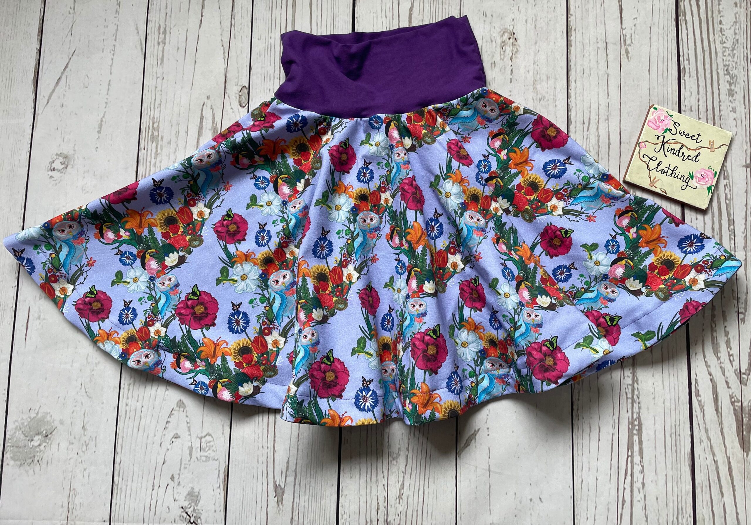 Owl twirly skirt, spring flower skirt - Image 5