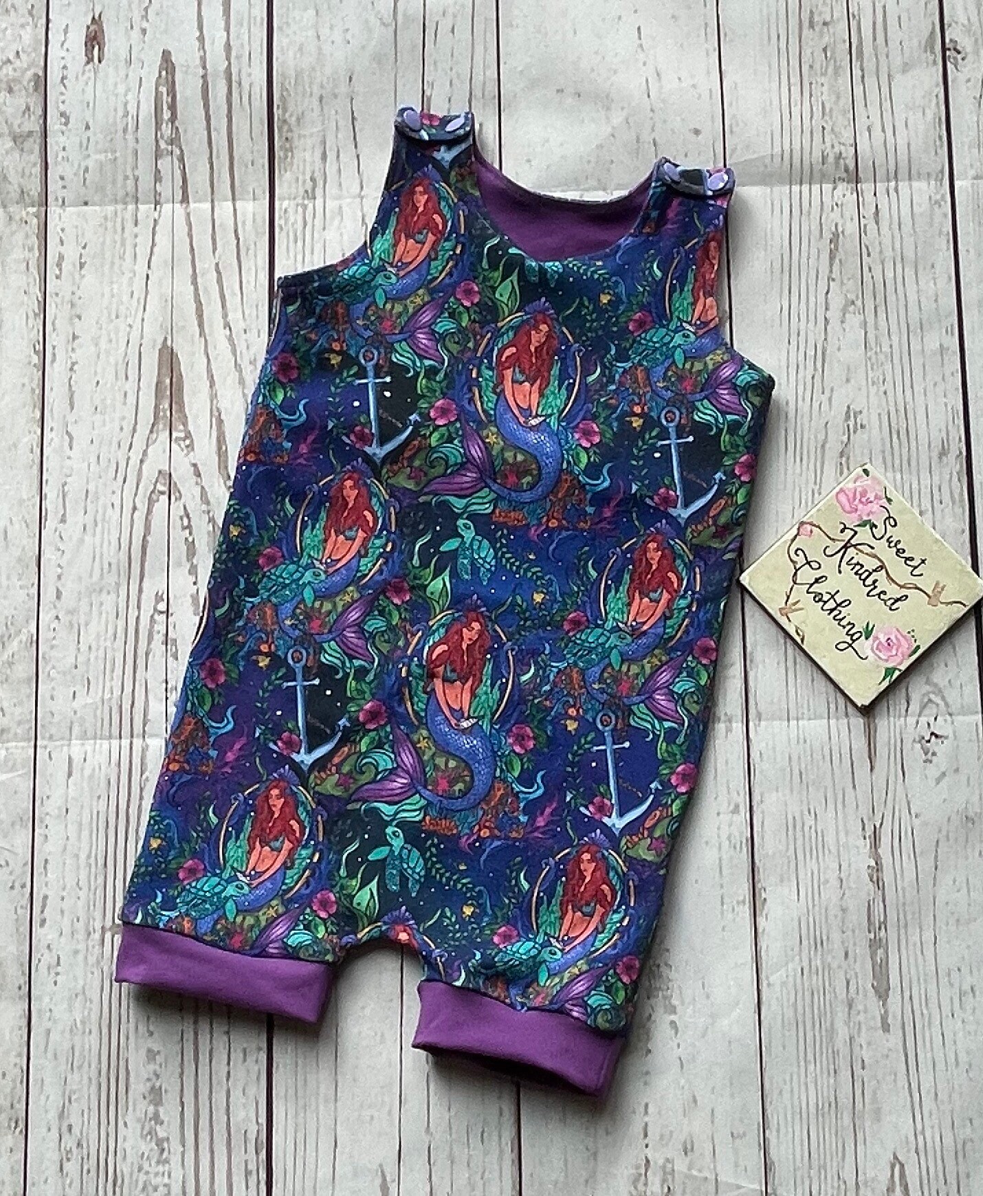 Mermaid romper, sea life, turtle, anchor toddler romper - Image 4