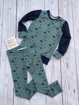 Dinosaur Jumper and legging set, matching dinosaur outfit, multicolour dinosaur set