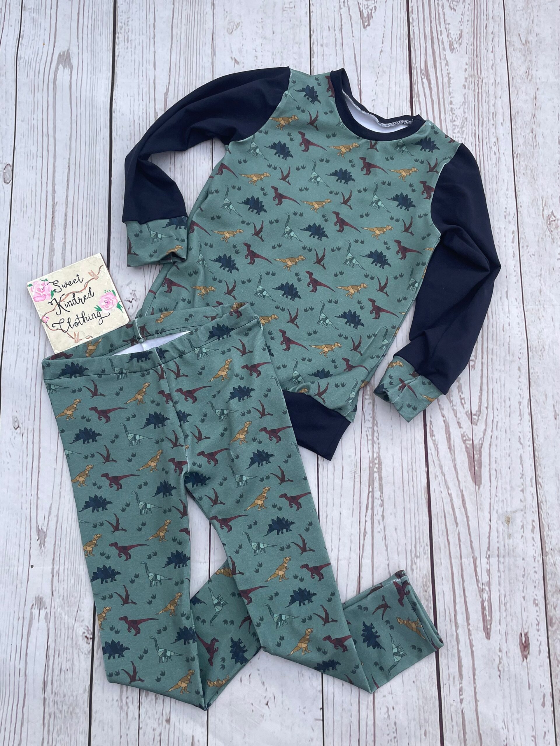 Dinosaur Jumper and legging set, matching dinosaur outfit, multicolour dinosaur set - Image 8