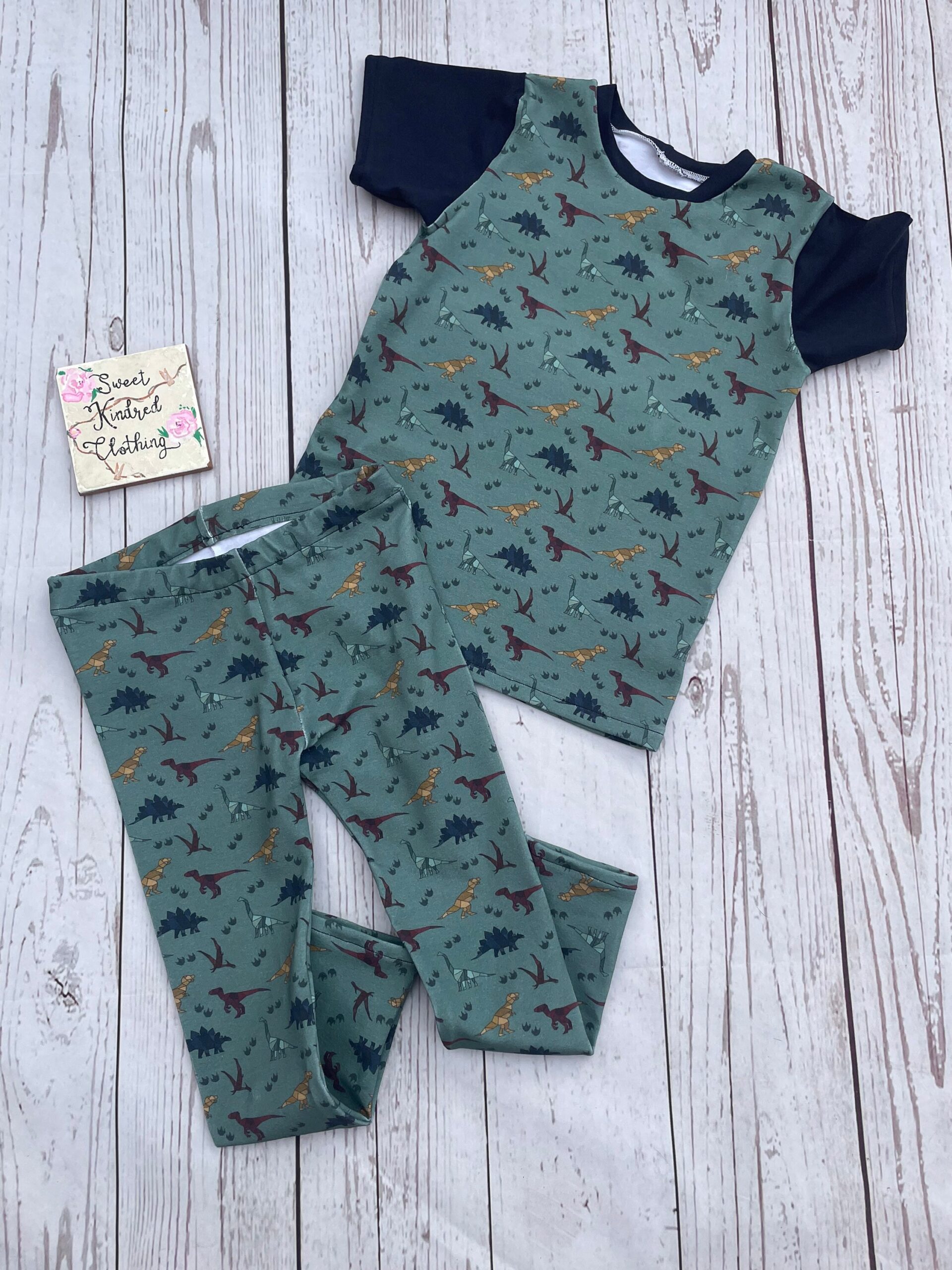 Dinosaur T-shirt and legging, matching dinosaur outfit, colourful dinosaur clothing - Image 6
