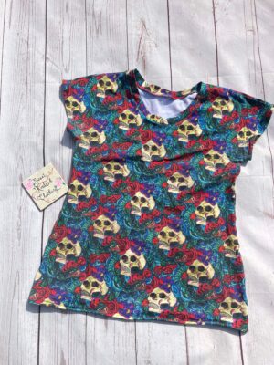 Skulls ladies T-shirt, skull ladies tee, woman’s alternative skulls T-shirt