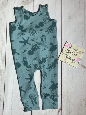 Sea life romper, unisex baby clothes, sea life clothing