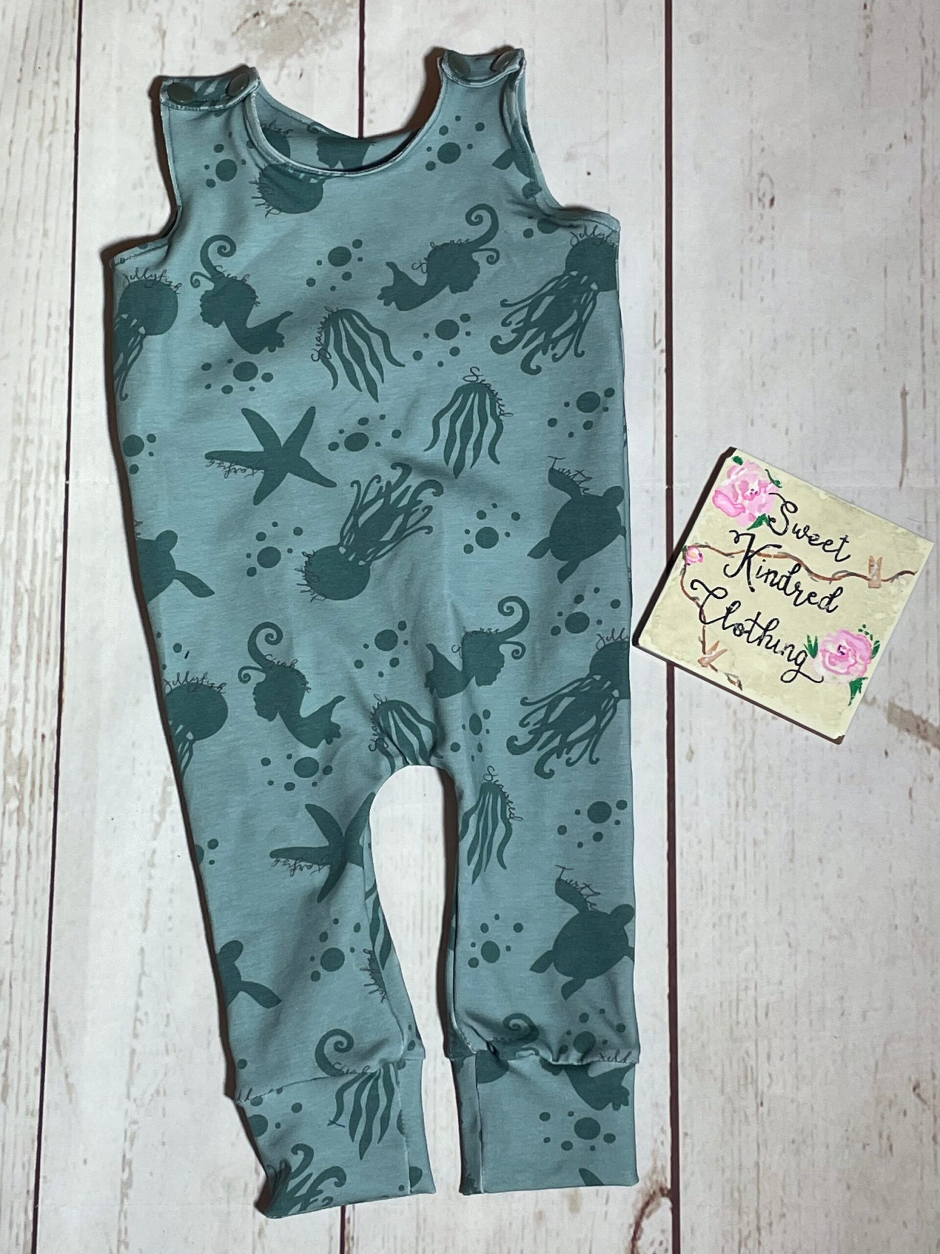 Sea life romper, unisex baby clothes, sea life clothing