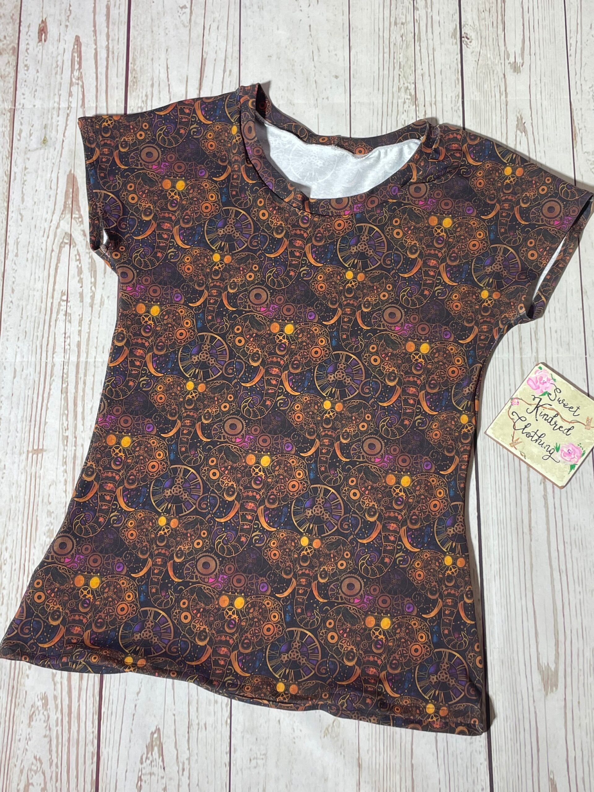 Elephant steampunk ladies T-shirt, elephant steampunk T-shirt