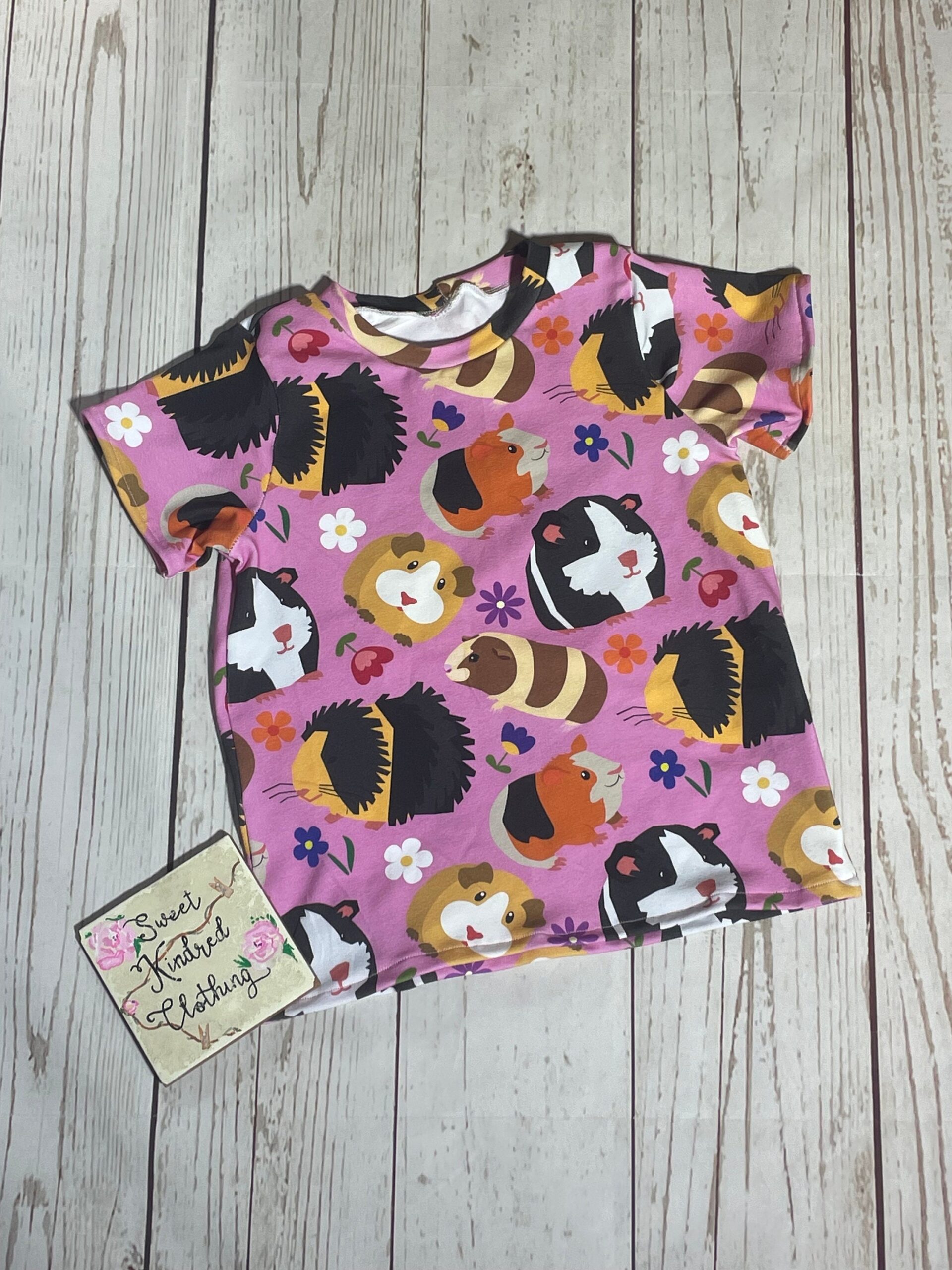 Pink Guinea pig T-shirt, guniea pig clothing, children’s Guinea pig T-shirt - Image 5