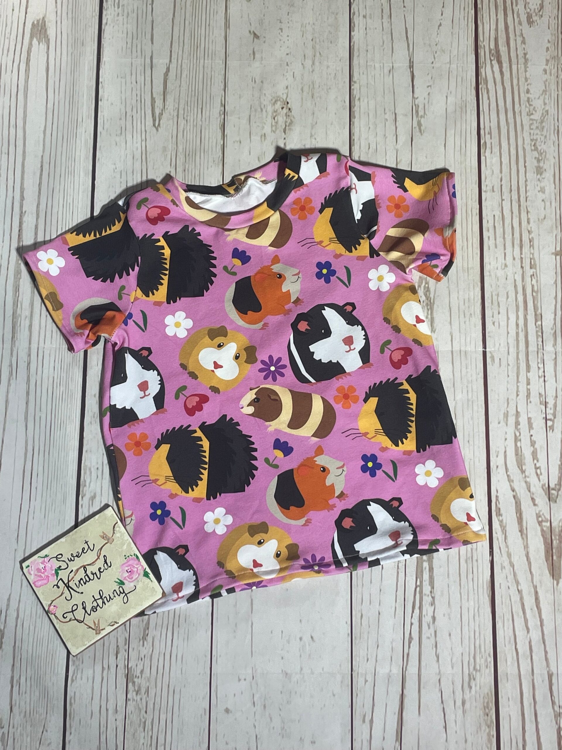Pink Guinea pig T-shirt, guniea pig clothing, children’s Guinea pig T-shirt