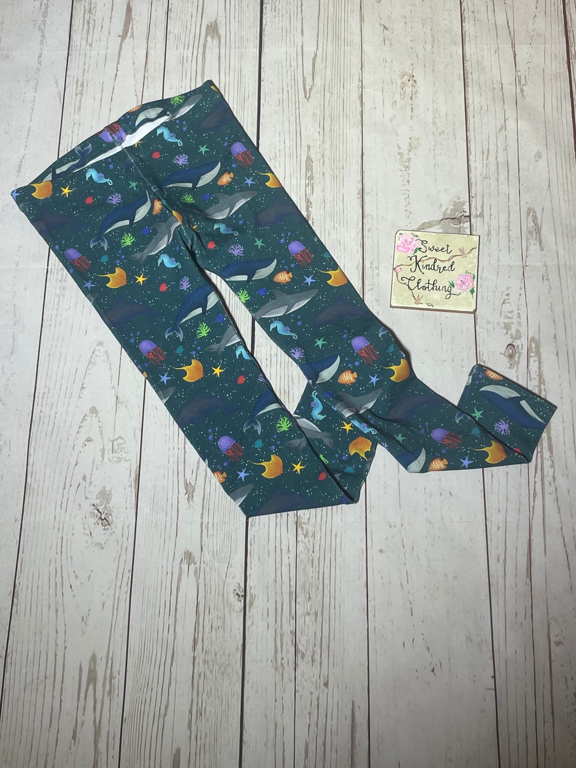 Sea life leggings, unisex children’s leggings, sea life clothing - Image 2