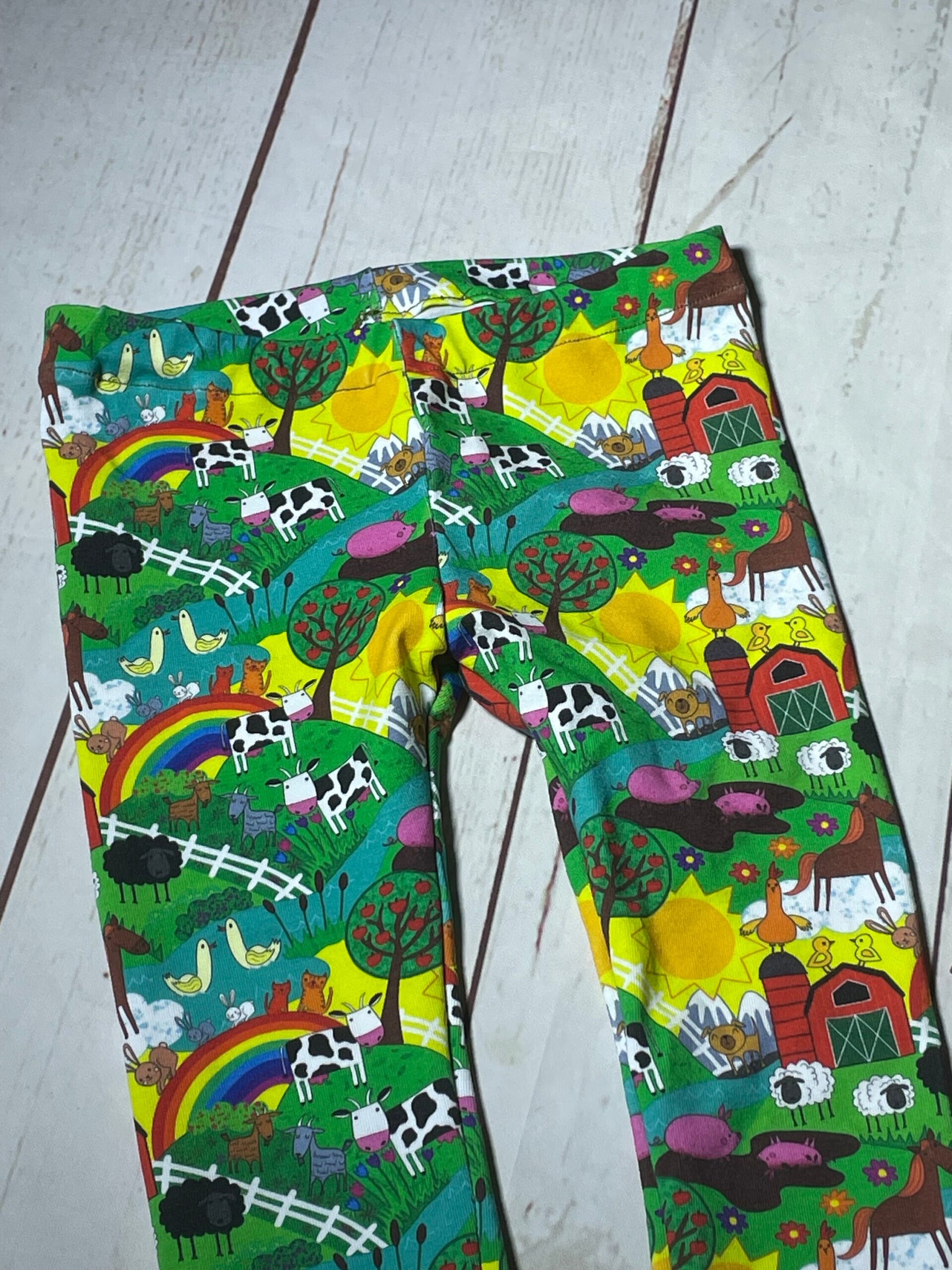 Farm leggings, rainbow farm leggings, unisex farmyard leggings - Image 4