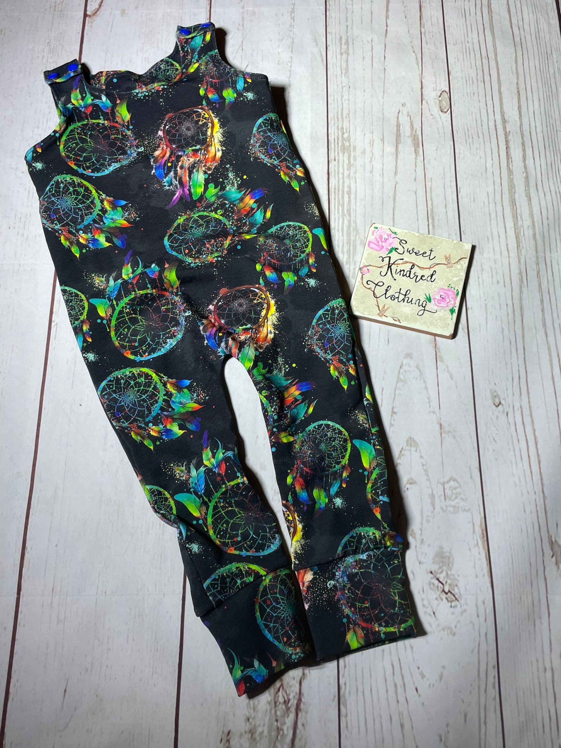 Dream catcher romper, rainbow romper, unisex kids clothing, colourful dream catcher - Image 3