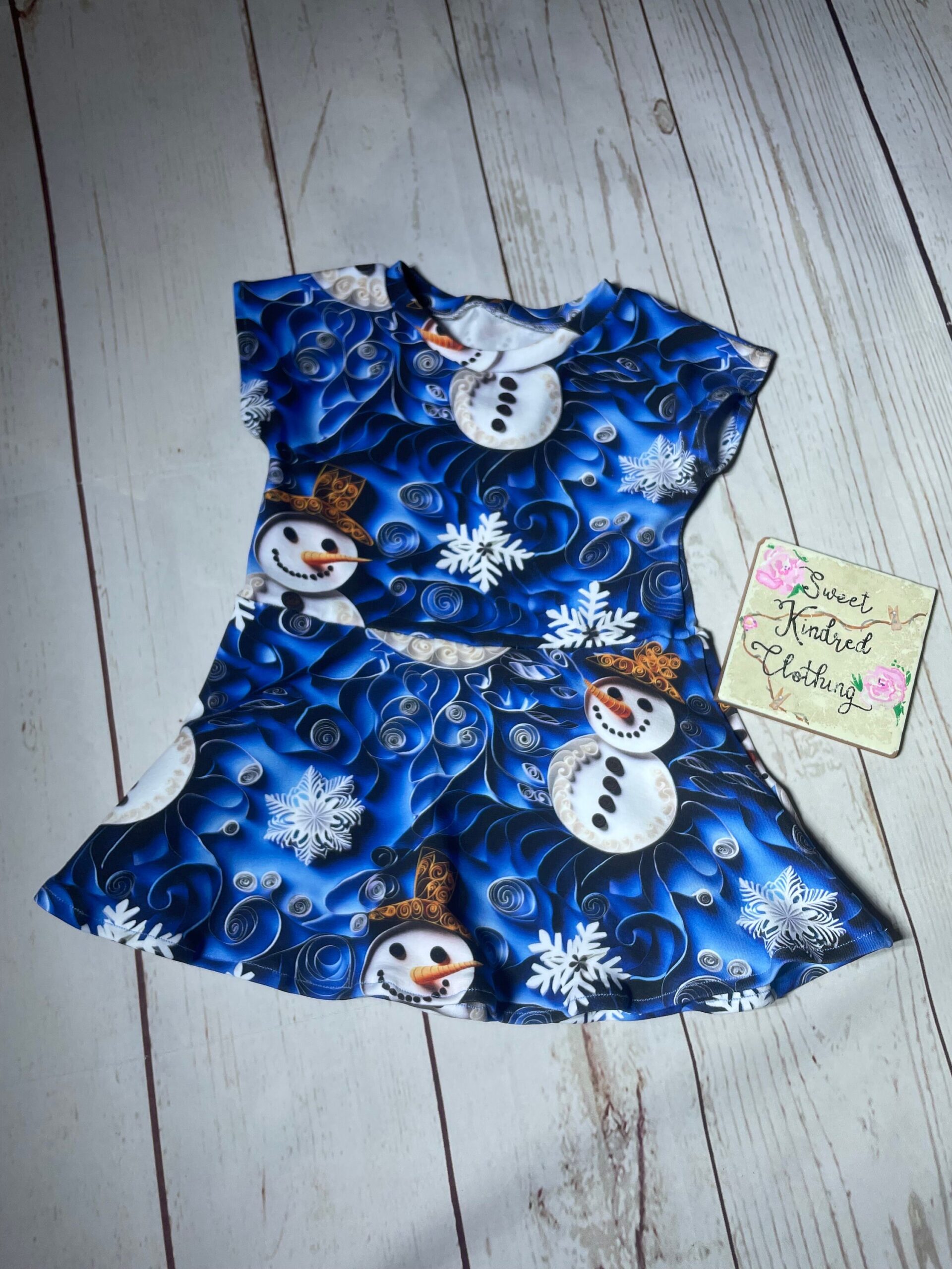Snowman dress, Christmas dress, children’s dress - Image 4