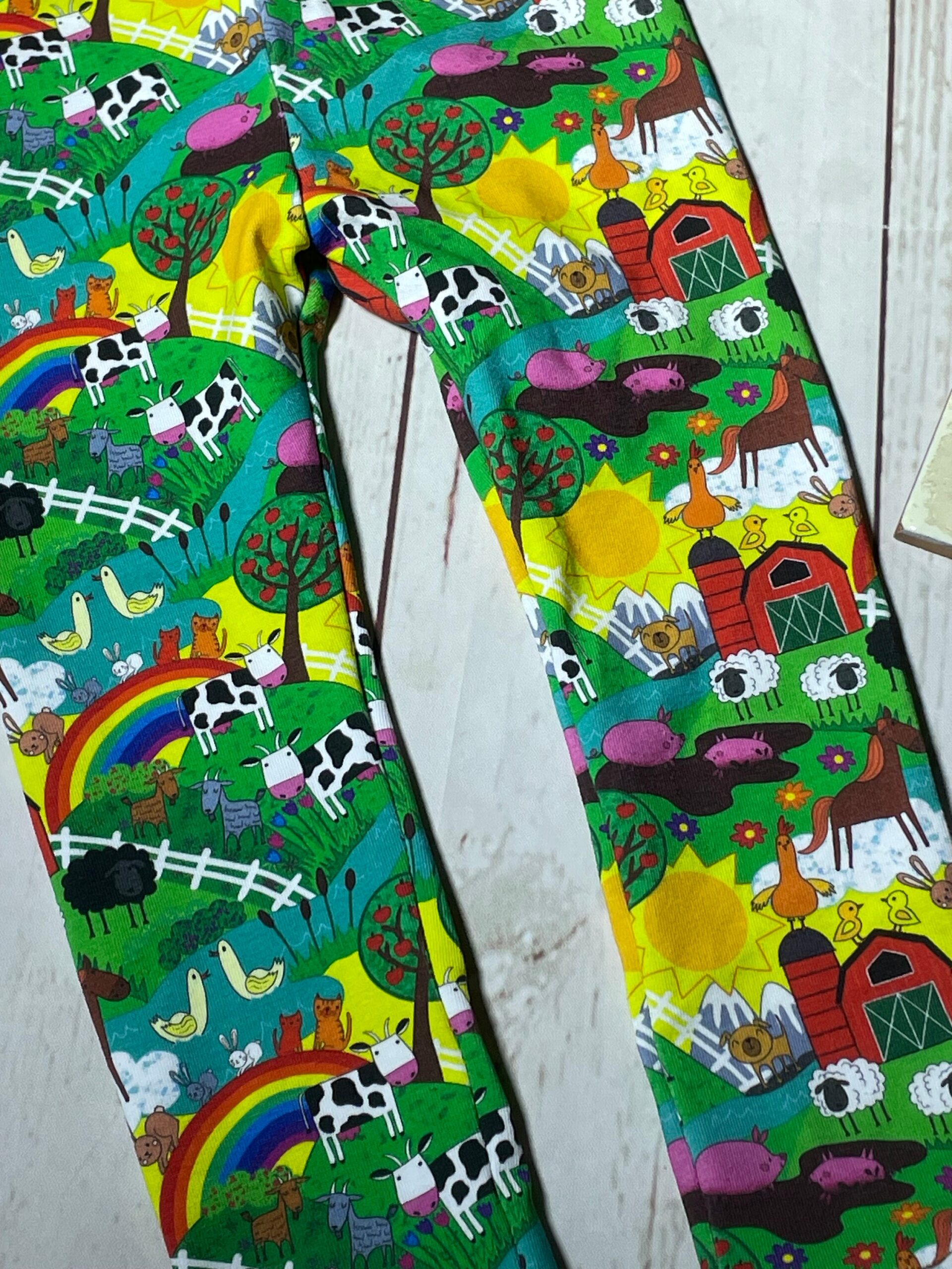 Farm leggings, rainbow farm leggings, unisex farmyard leggings - Image 2
