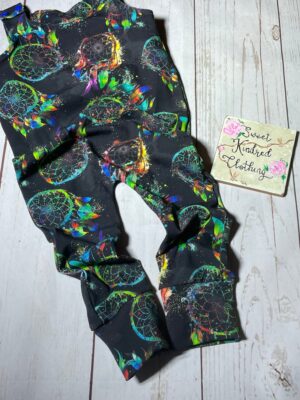 Dream catcher romper, rainbow romper, unisex kids clothing, colourful dream catcher