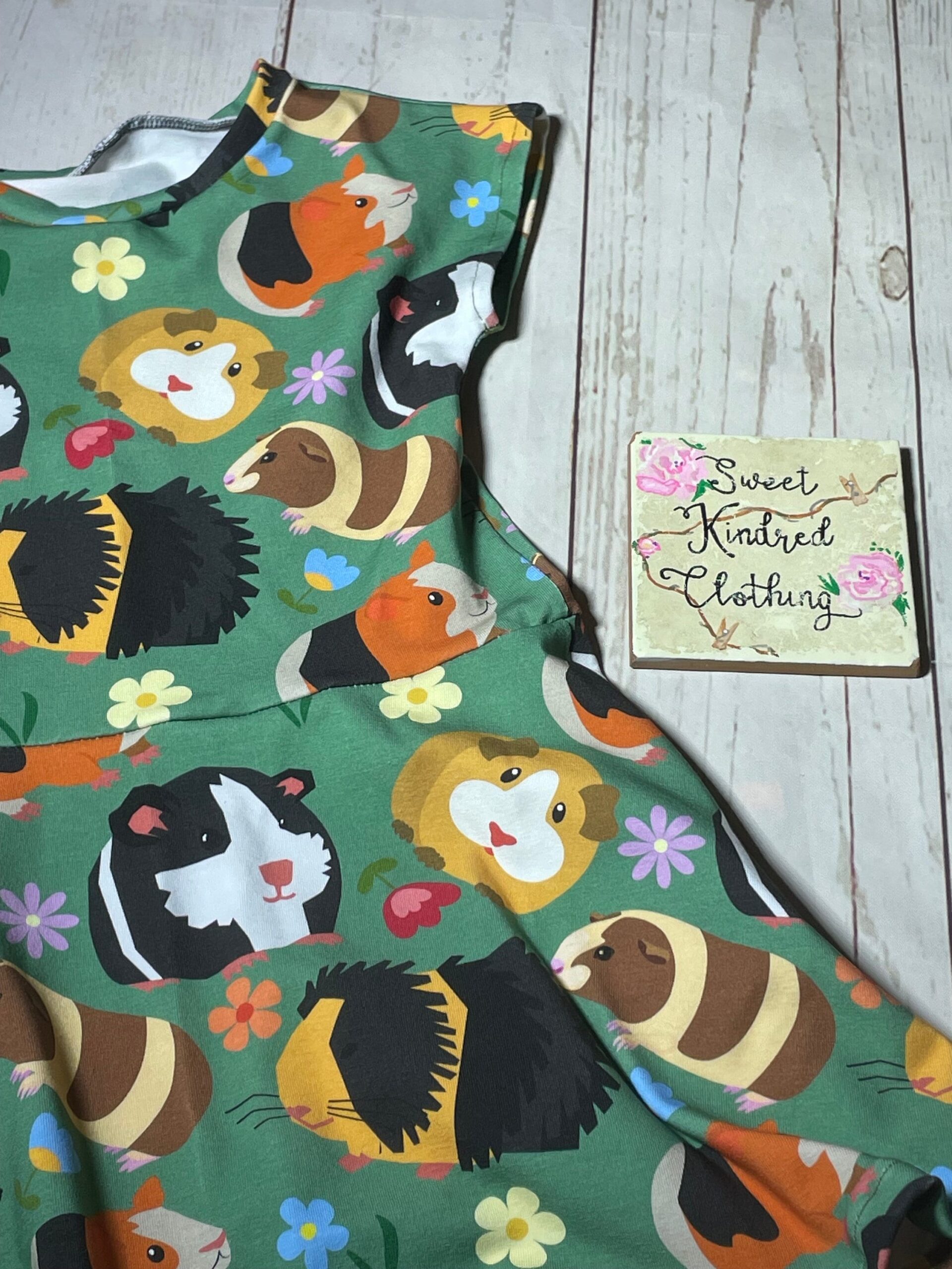 Guinea pig dress, green summer dress, Guinea pig print dress - Image 2
