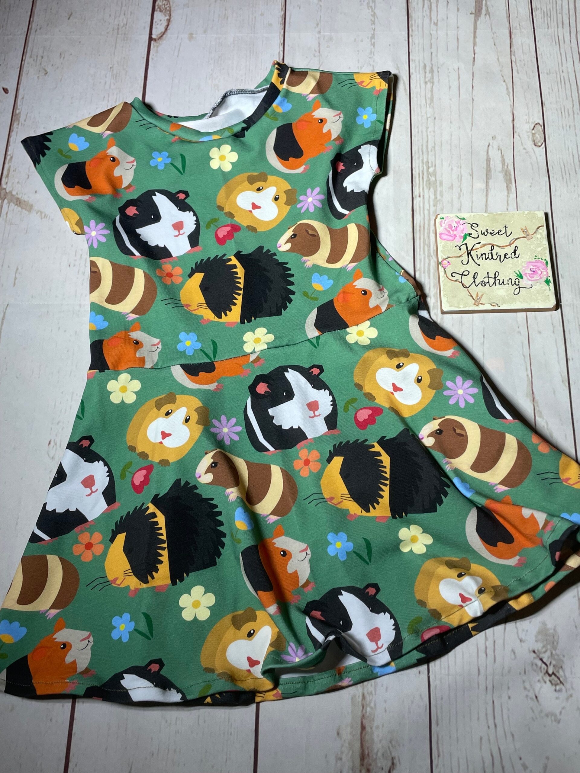Guinea pig dress, green summer dress, Guinea pig print dress - Image 5