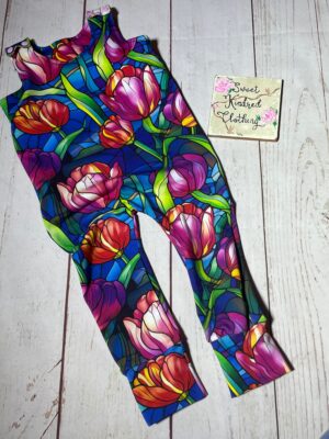 Floral romper, tulip romper, girls floral romper