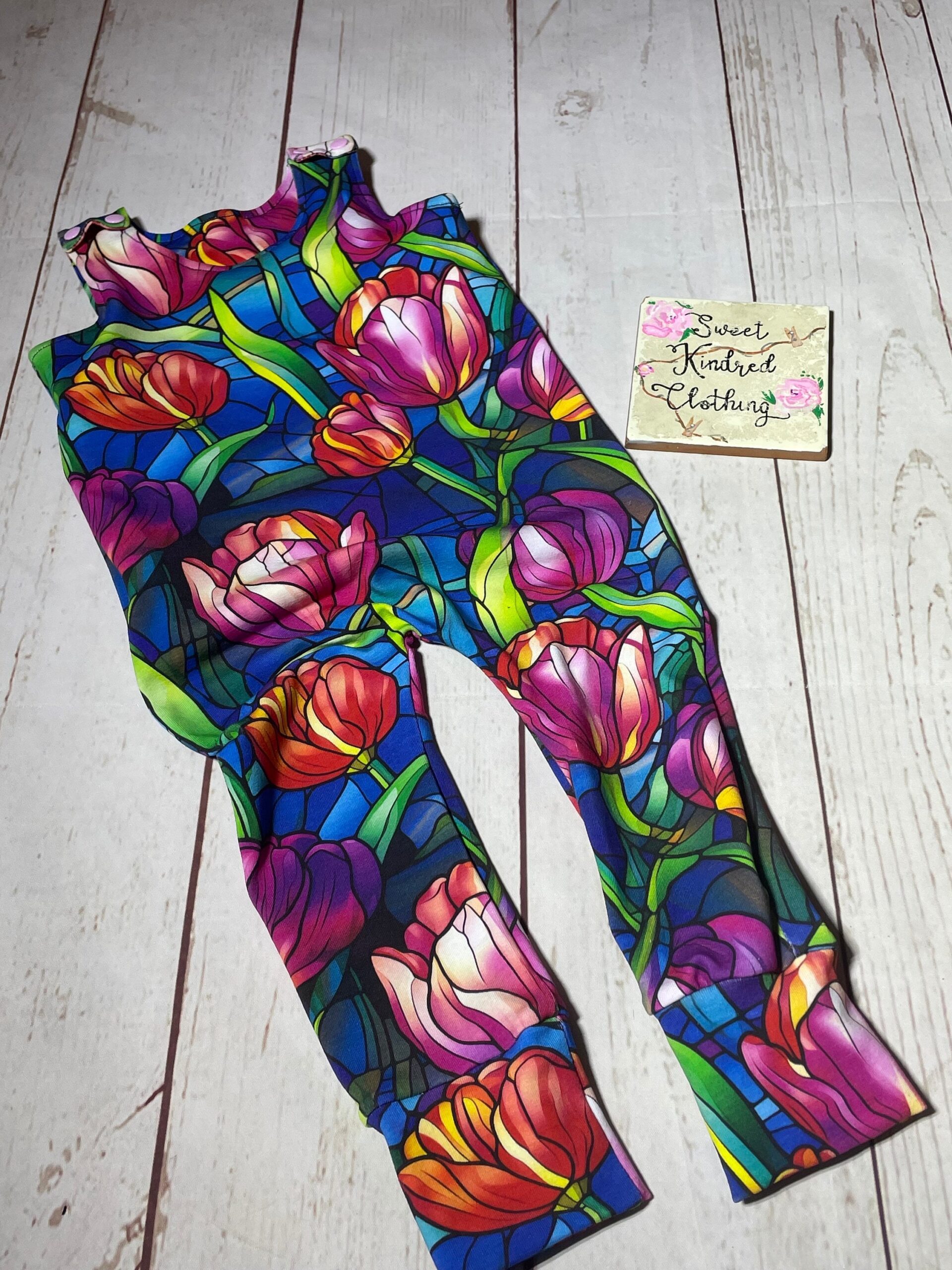 Floral romper, tulip romper, girls floral romper - Image 3