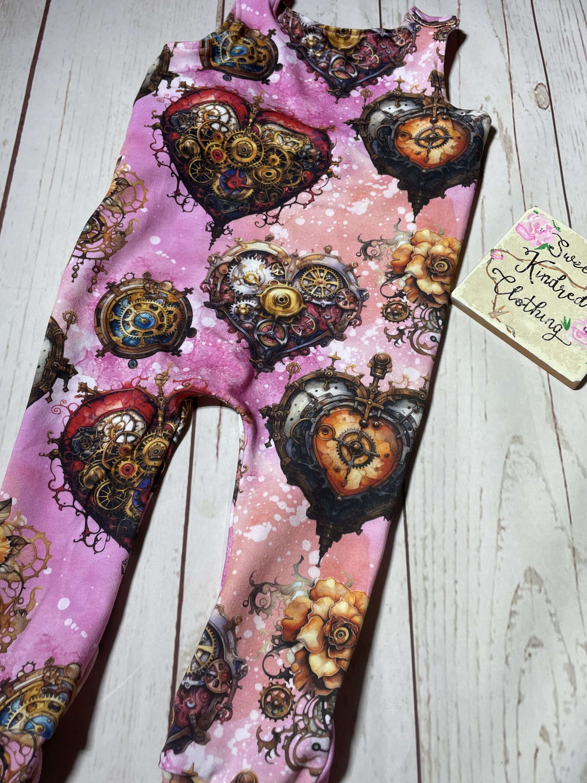 Steampunk heart romper, pink heart romper - Image 7