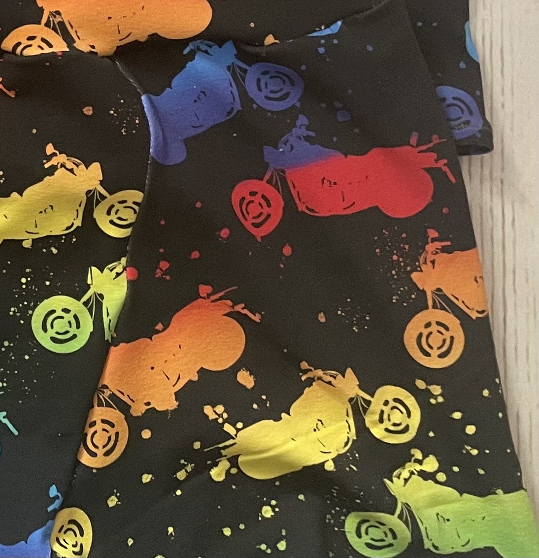 Rainbow motorbike fitted adults tee