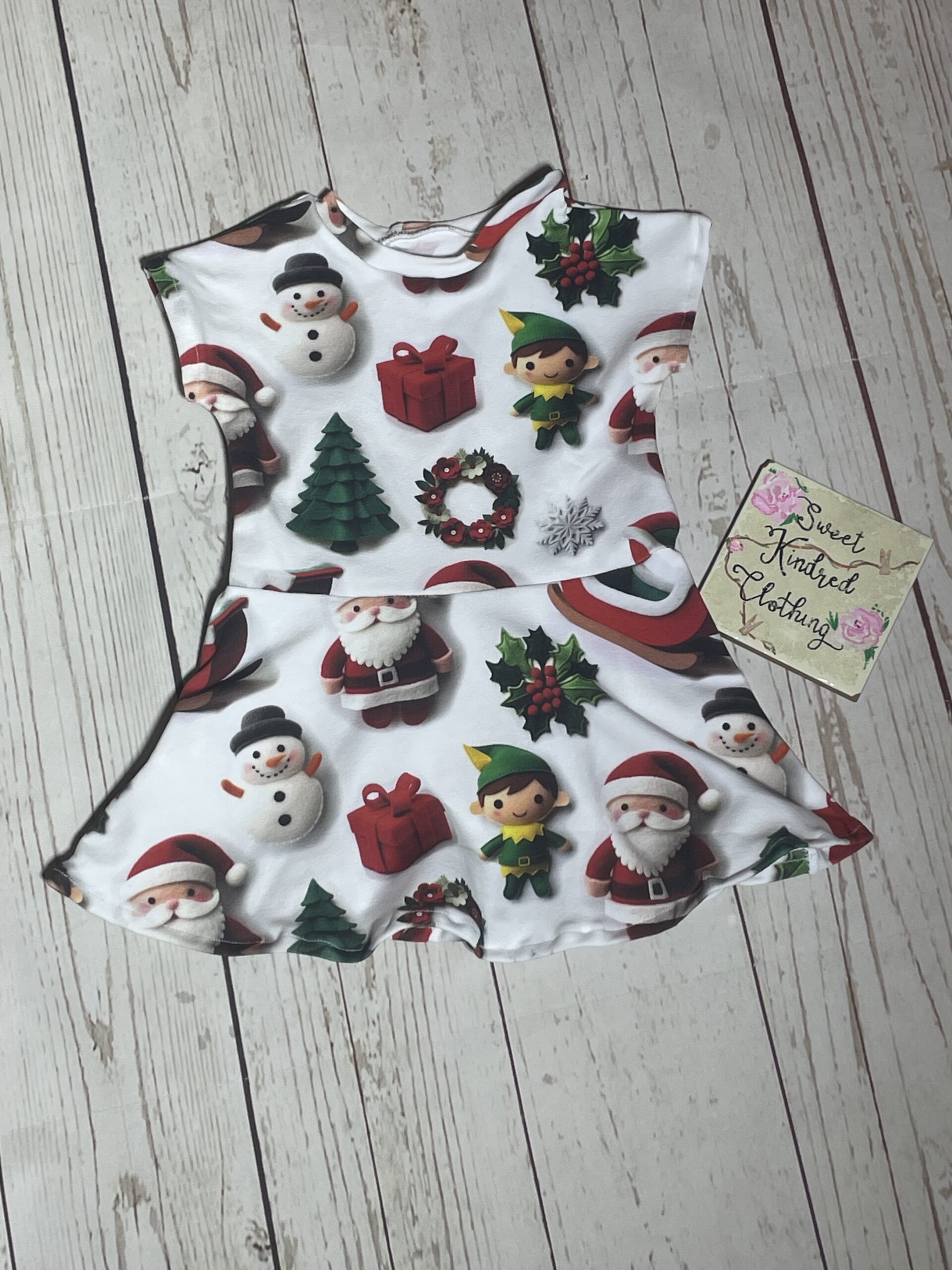 Santa, elf, snowman Christmas dress, children’s dress,